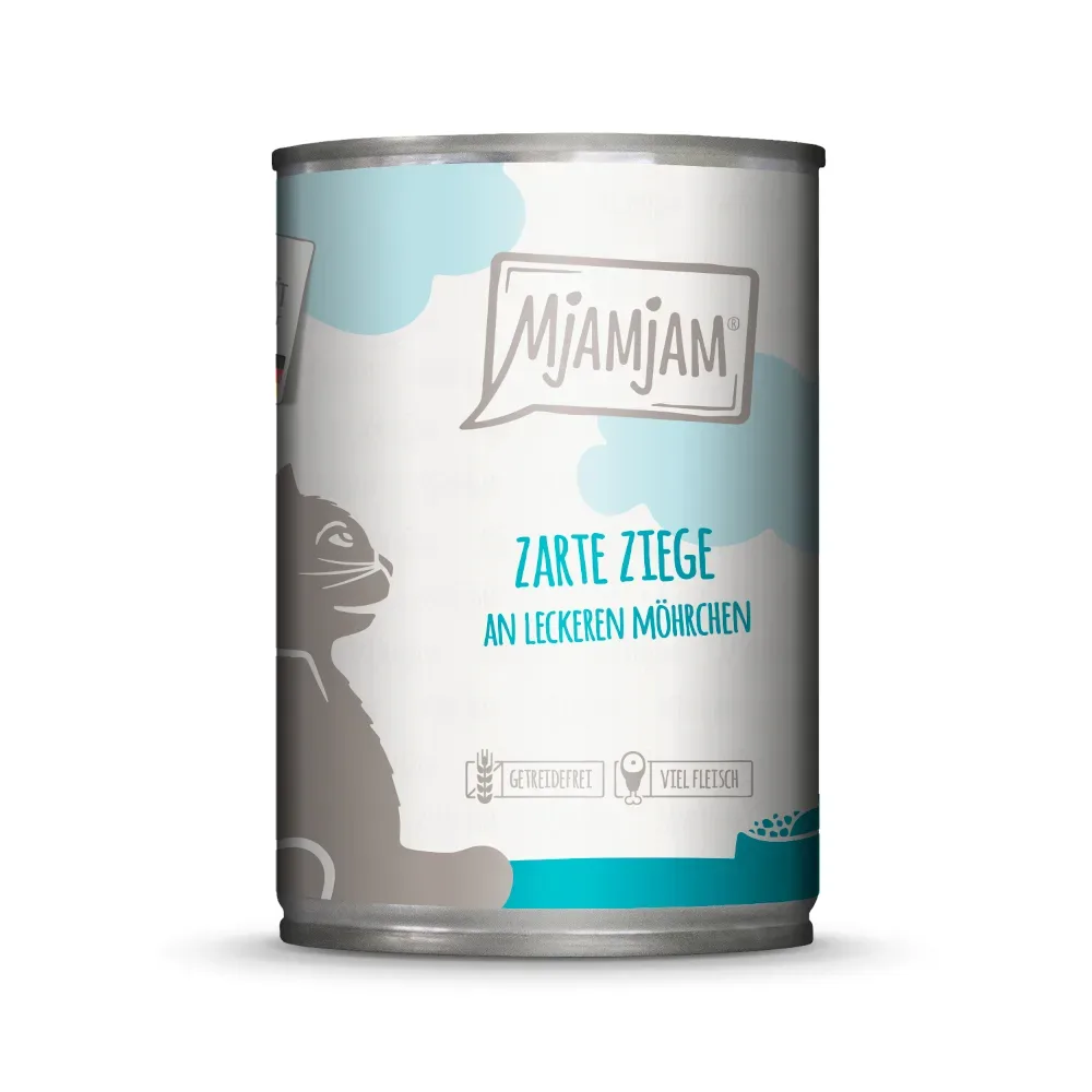 Sparpaket MjAMjAM Katzenfutter 24 x 400 g - zarte Ziege an leckeren Möhrchen