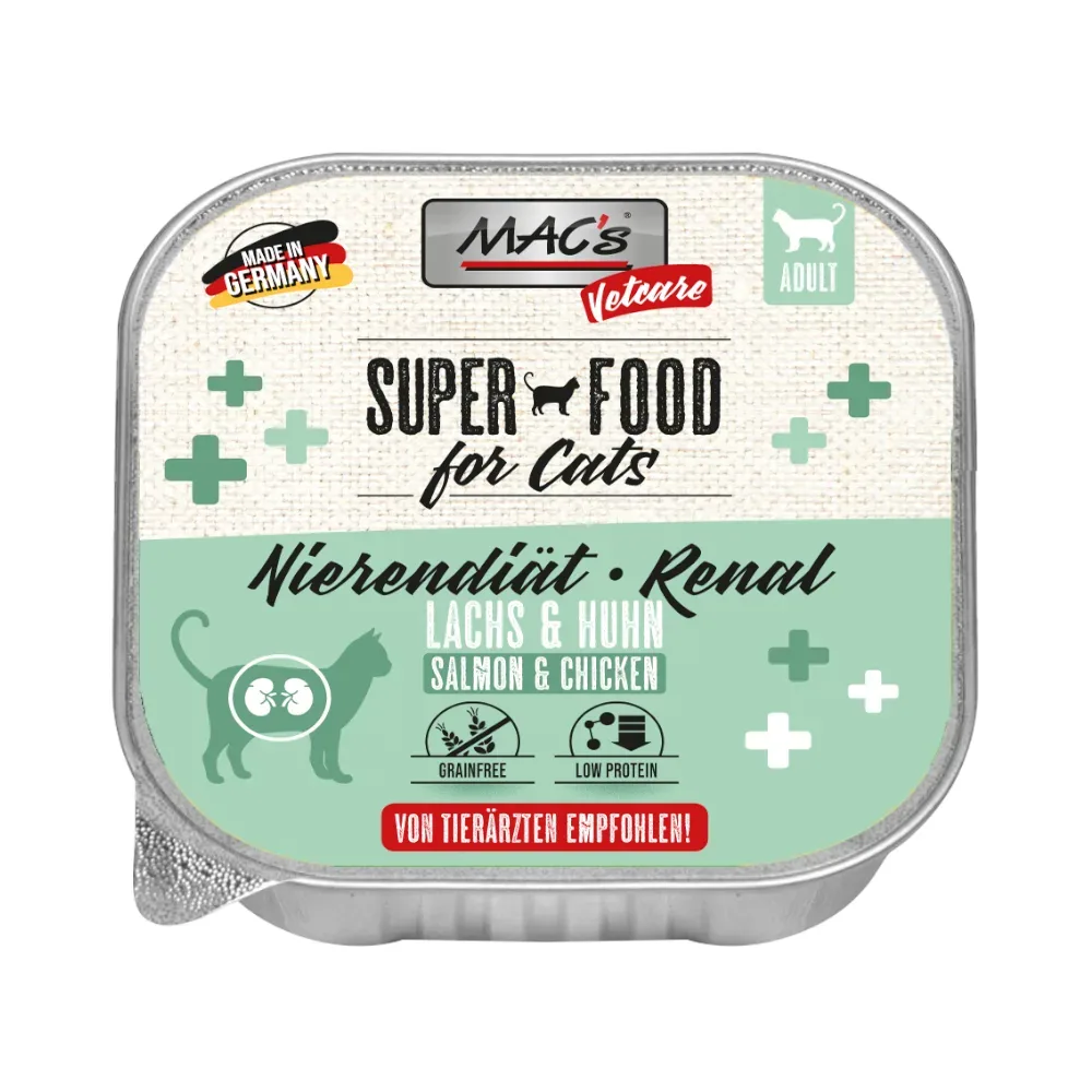 MAC's Vetcare Katze Nierendiät / Renal - Sparpaket: Lachs & Huhn (32 x 100 g)