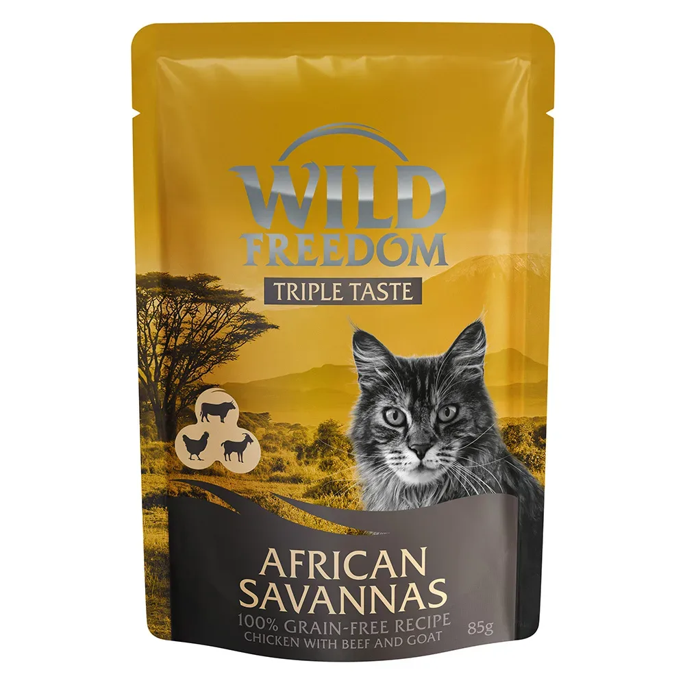 Wild Freedom Triple Taste Pouches 8 x 85 g - African Savannas - Huhn mit Rind & Ziege