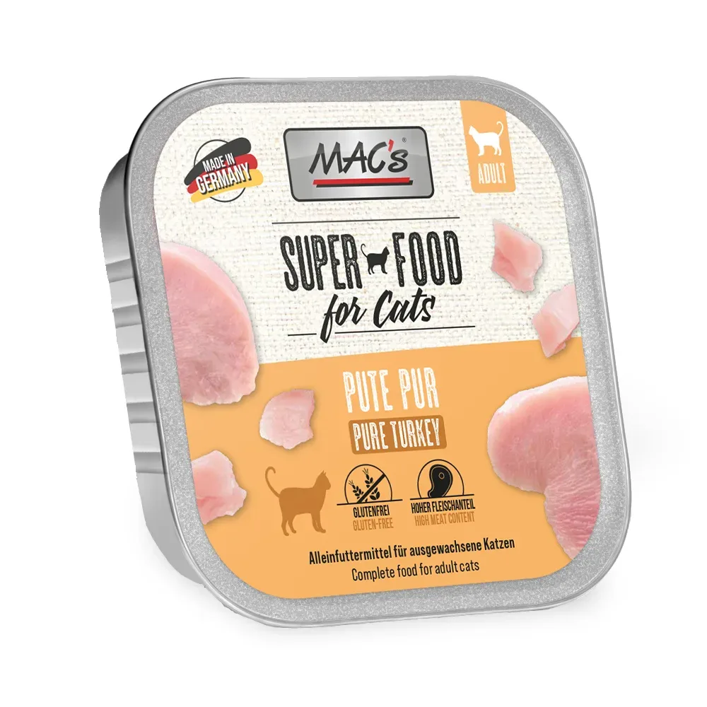 Sparpaket MAC's Cat Schale 32 x 100 g - Mix Huhn Pur & Ente, Kaninchen, Rind