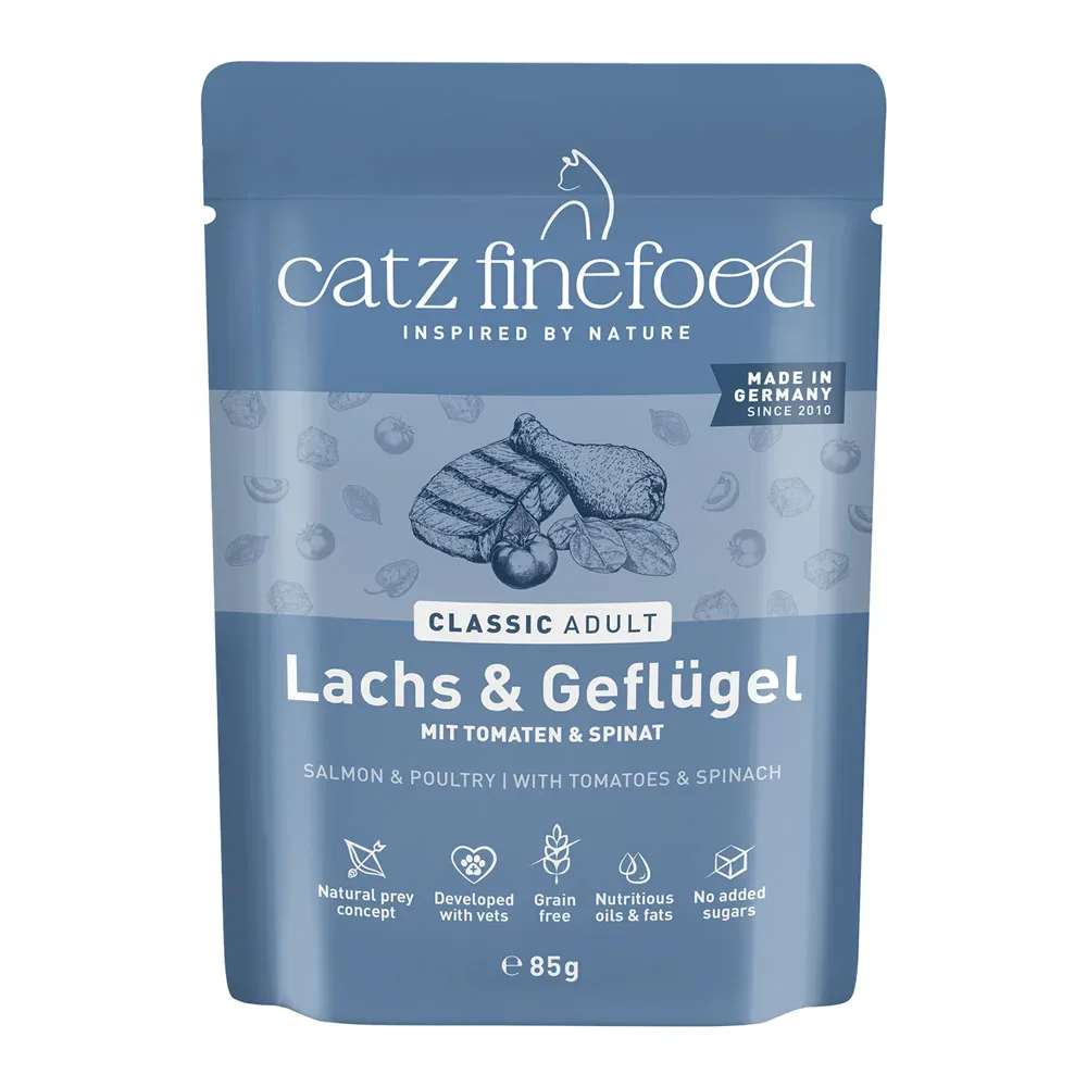 Sparpaket catz finefood 64 x 85 g - Lachs & Geflügel