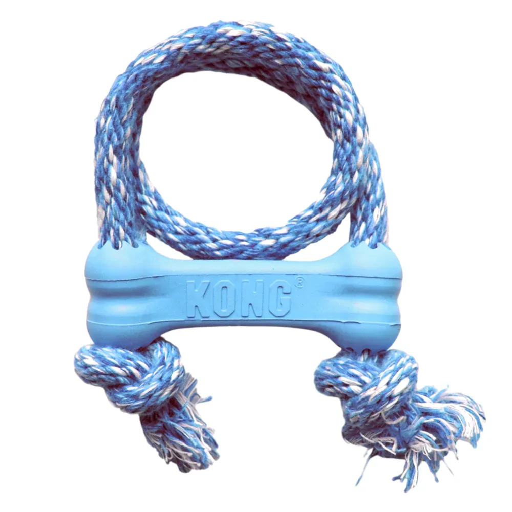 KONG Puppy Goodie Bone mit Seil XS blau/rosa