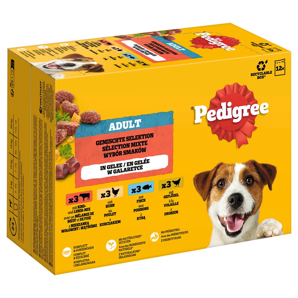 Pedigree Nassfutter Hund Adult, Multipack, Gemischte-Selektion mit Gemüse, in Sauce 12x100 g