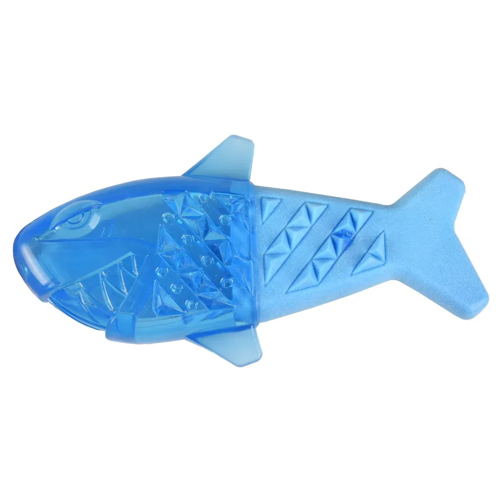 Flamingo Hundespielzeug Snowy Fish, blau - L 18 x B 8,9 x H 3,9 cm