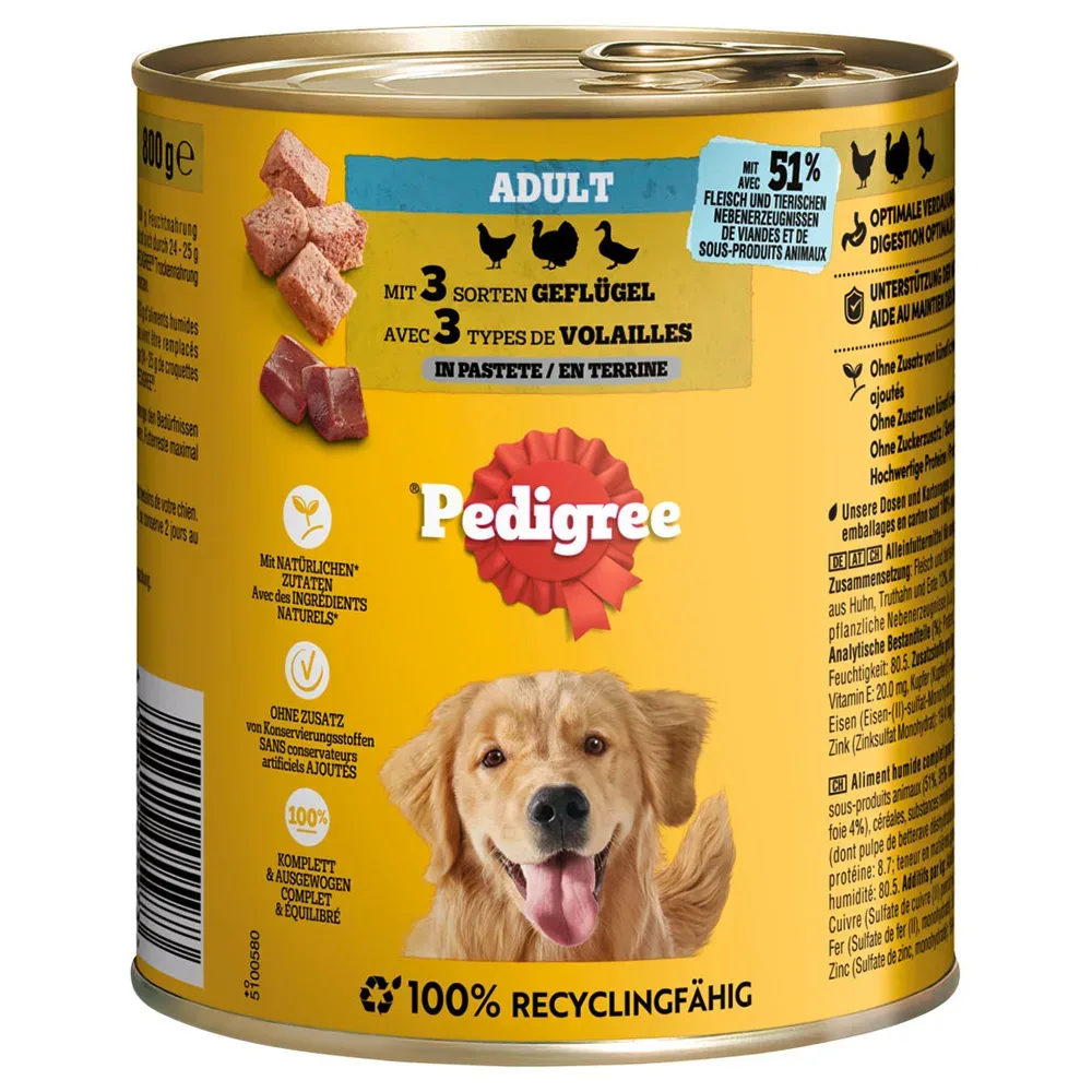 Pedigree Classic 12 x 800 g - Geflügel in Pastete