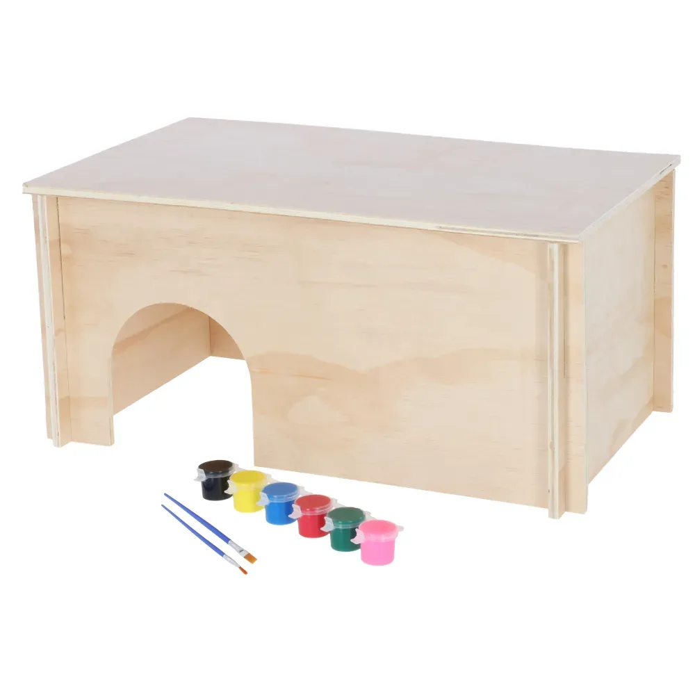 Kerbl Pet Nagerhaus zum Bemalen - L 50 x B 29 x H 24 cm, inkl. 6 Farben und Pinsel