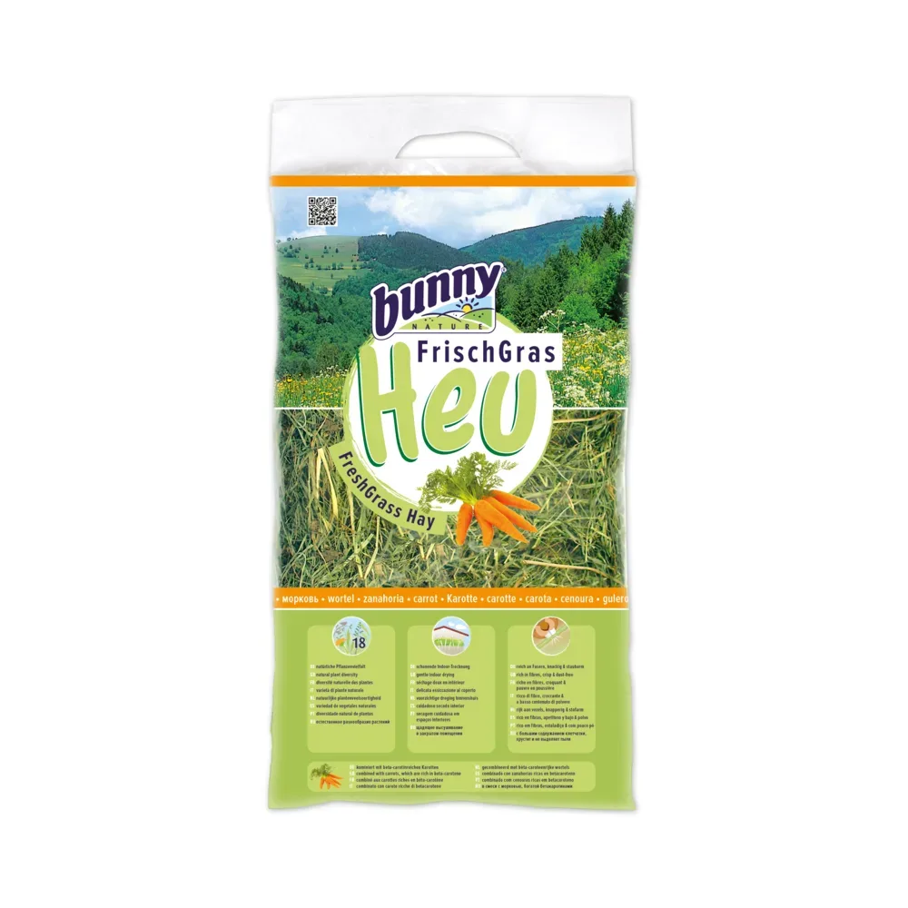 Bunny FrischGras Heu Set Karotte, Vital, Blüten - Sparpaket: 9 x 500 g