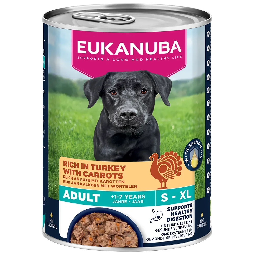 Eukanuba Adult Reich an Pute mit Karotten - Sparpaket: 48 x 400 g