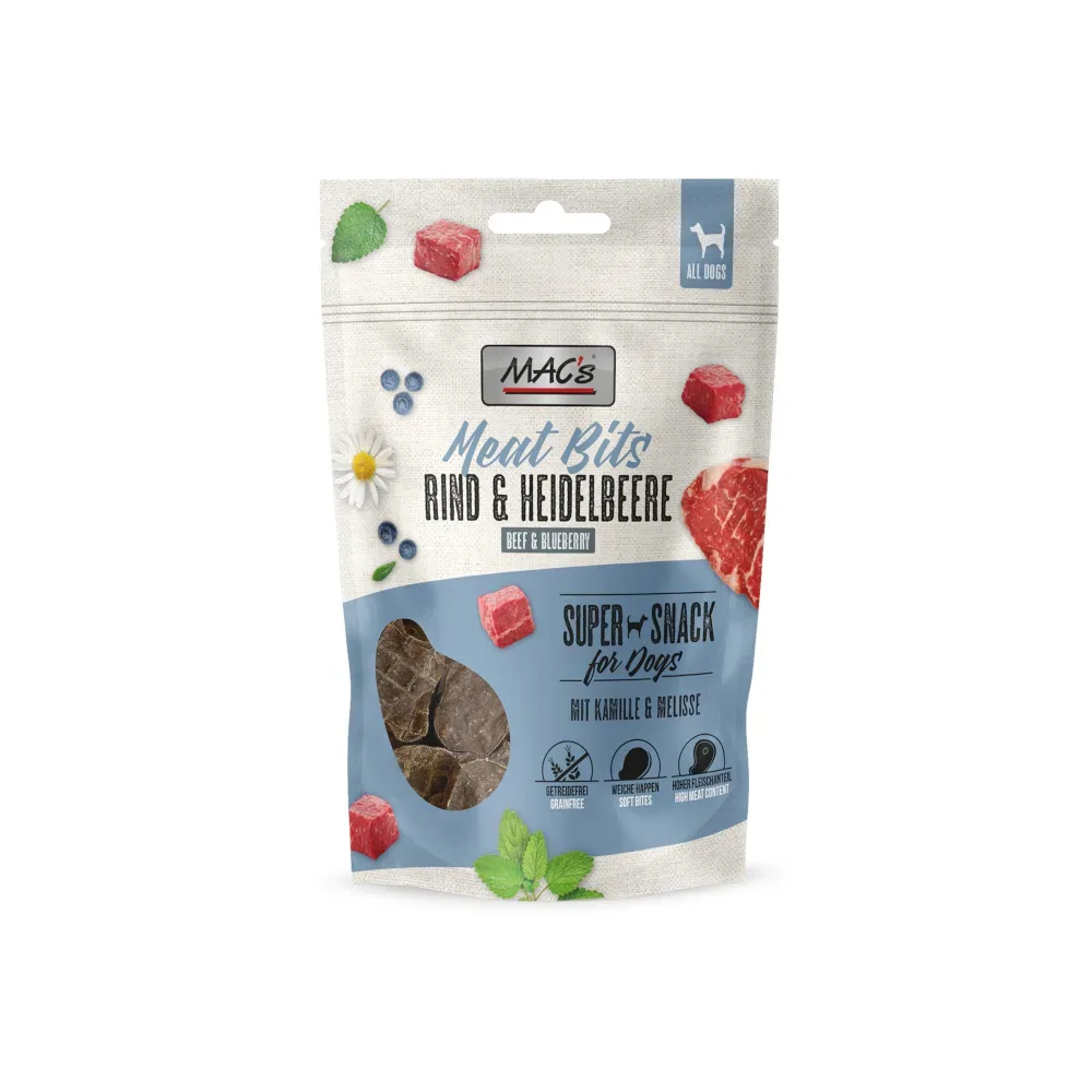 MAC´s Dog Meat Bits - Rind & Heidelbeere (6 x 90 g)