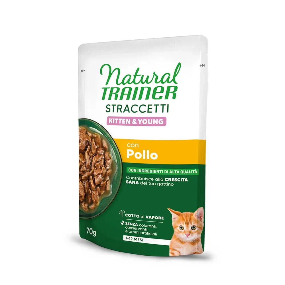 Natural Trainer Straccetti Kitten & Young Streifen in Sosse 28 x 70 g - Huhn