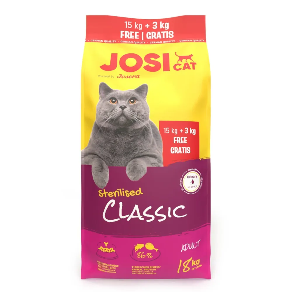JosiCat Sterilised Classic Lachs - 15 + 3 kg gratis!