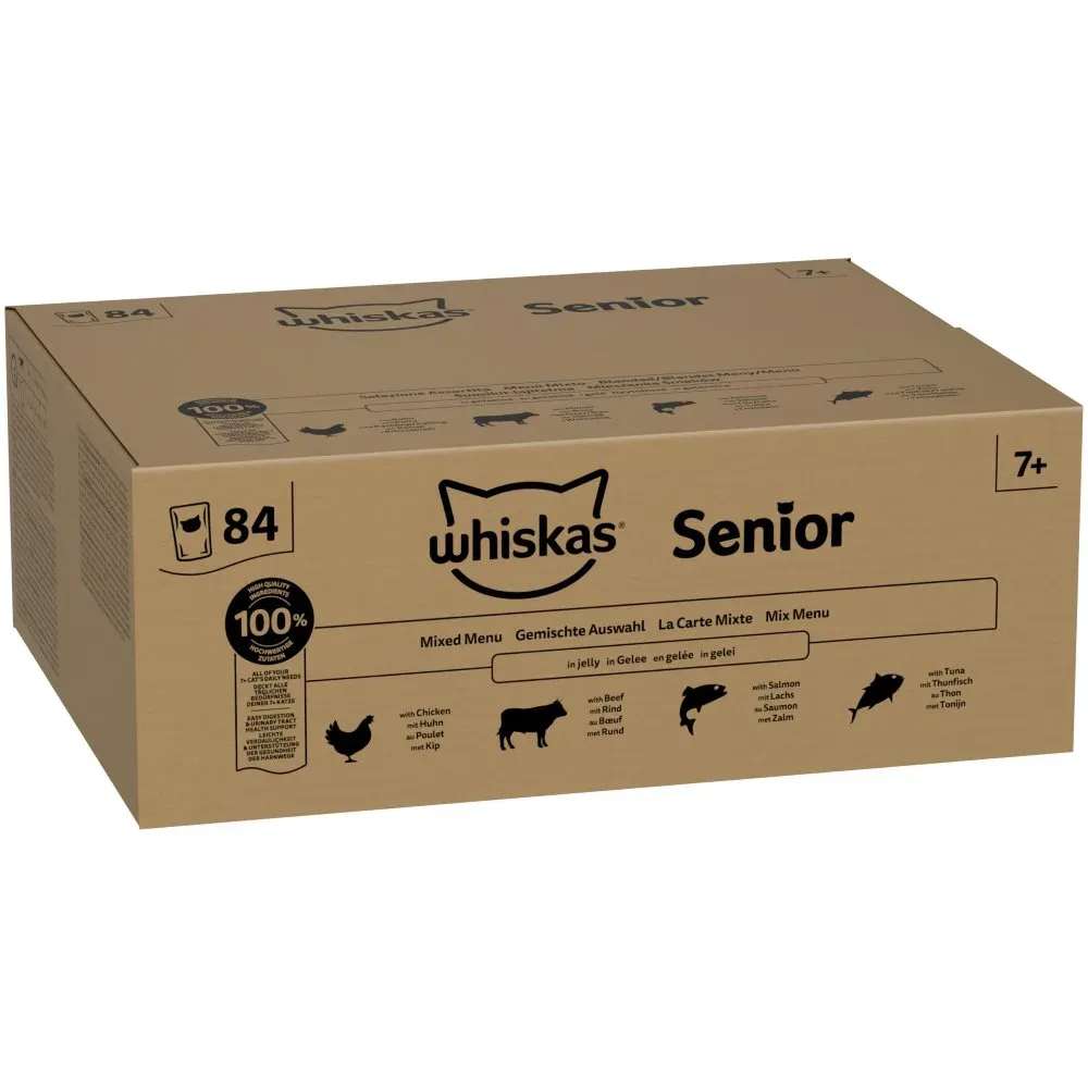Jumbopack Whiskas Senior Frischebeutel 84 x 85 g - 7+ Gemischte Auswahl in Gelee