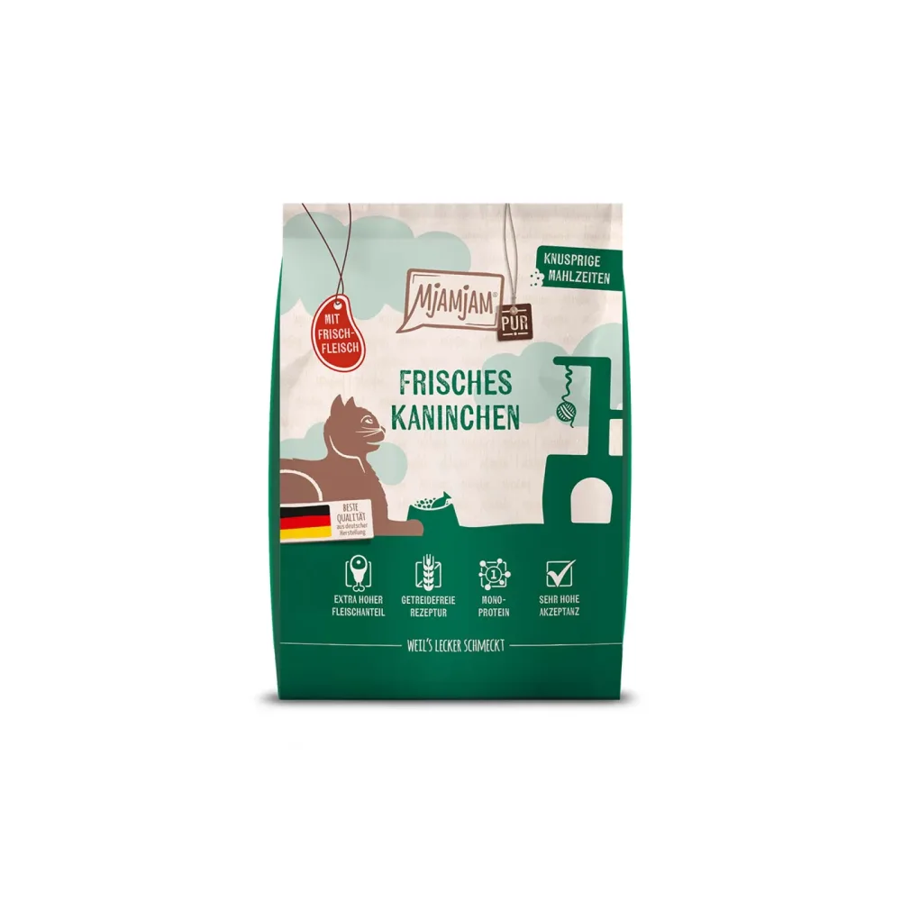 MjAMjAM Trockenfutter Katze, Adult, Knusprige Mahlzeiten Pur Kaninchen 300 g