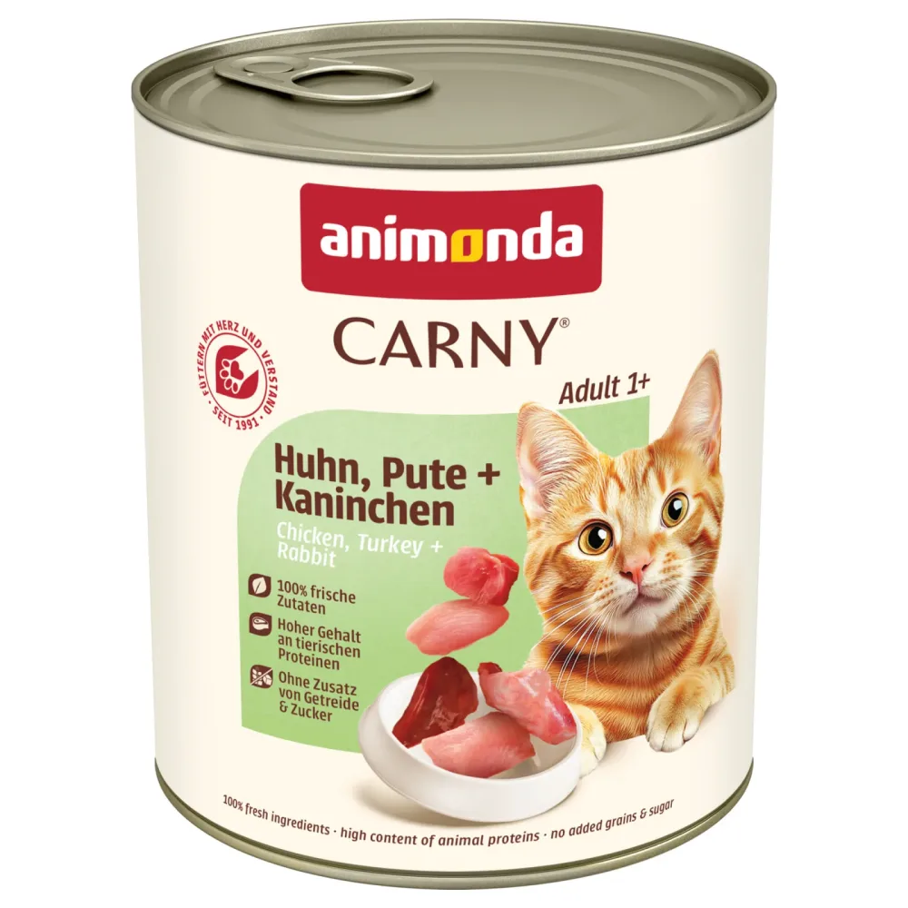 Sparpaket animonda Carny Adult 24 x 800 g - Rind, Pute + Kaninchen