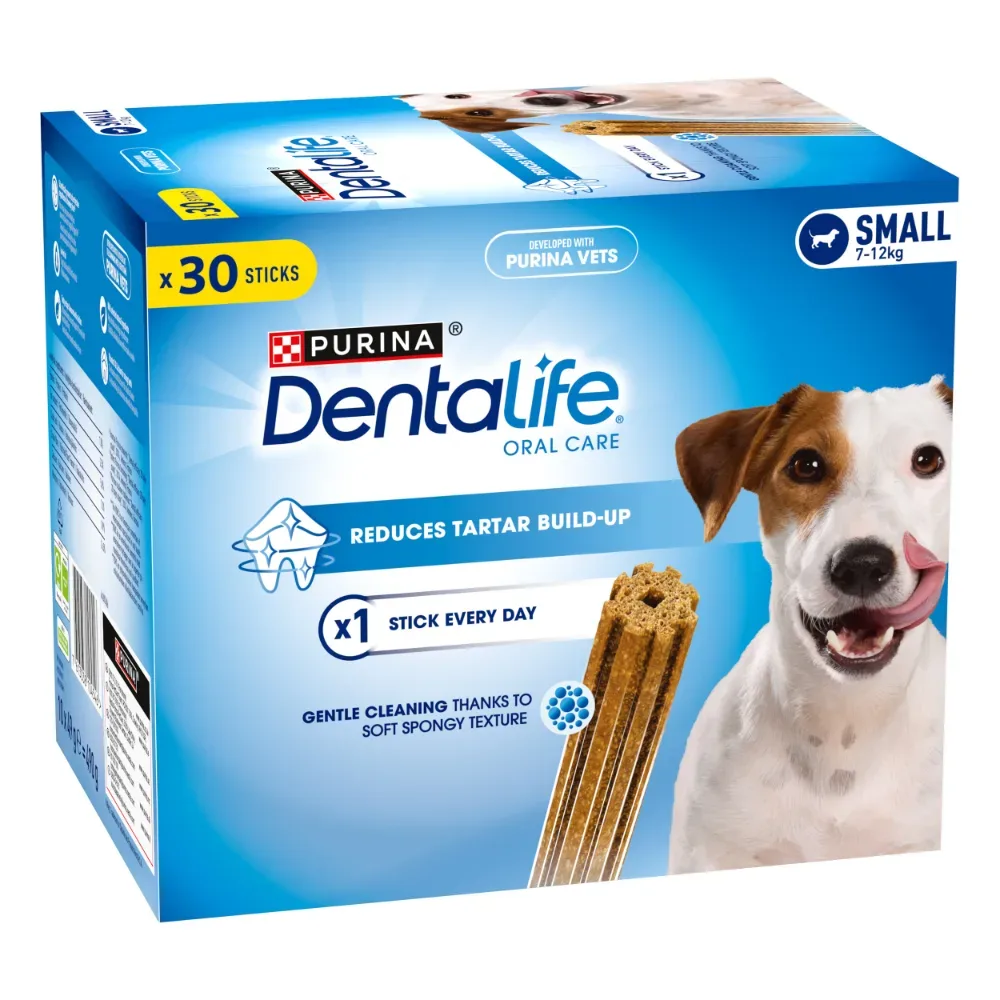 PURINA Dentalife Tägliche Zahnpflege-Snacks für kleine Hunde (7-12 kg) - 30 Sticks (10 x 49 g)