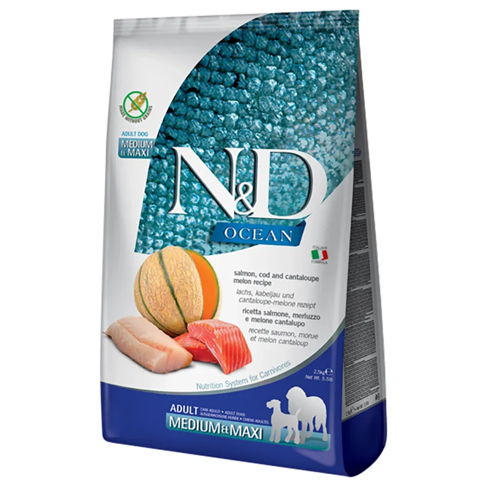 Farmina N&D Ocean Lachs, Kabeljau & Melone Medium & Maxi - 12 kg