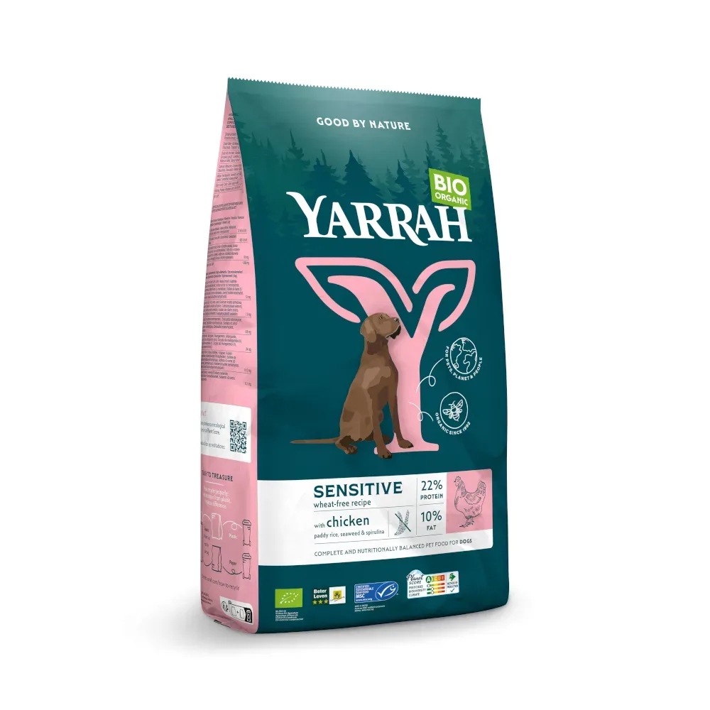 Yarrah Bio Sensitive mit Bio Huhn & Bio Reis - Sparpaket: 2 x 10 kg
