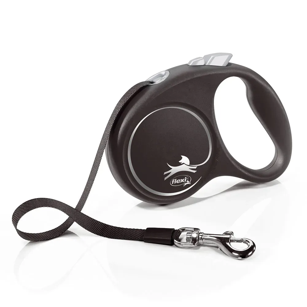flexi Black Design Gurt-Leine schwarz, 5 m - Grösse S: bis 15 kg