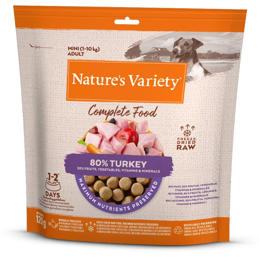 Zum Sonderpreis! 2 x Nature's Variety gefriergetrocknetes Futter - Alleinfutter Mini: Truthahn (2 x 120 g)