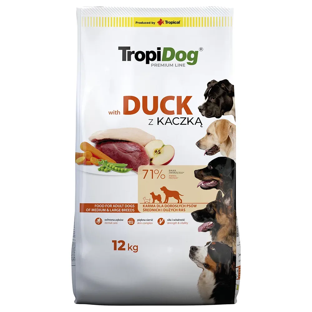 Tropidog Premium Adult Medium & Large Ente & Reis - Sparpaket: 2 x 12 kg