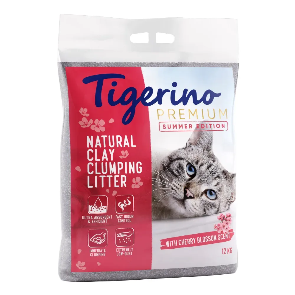 Tigerino Premium Katzenstreu ? Kirschblütenduft ? Limitierte Sommer-Edition - Sparpaket: 2 x 12 kg