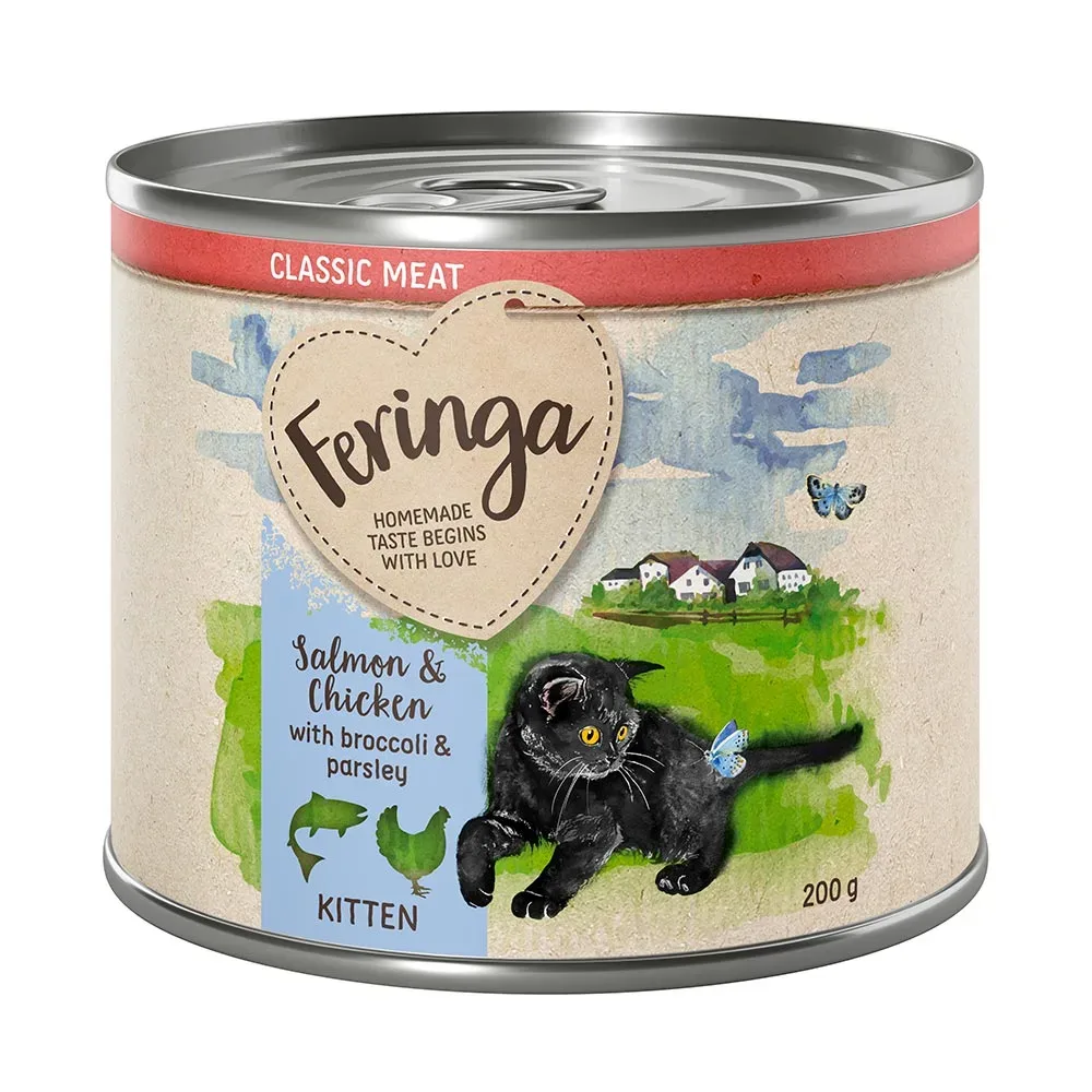 Sparpaket Feringa Classic Meat Menü Kitten 24 x 200 g - Lachs & Huhn