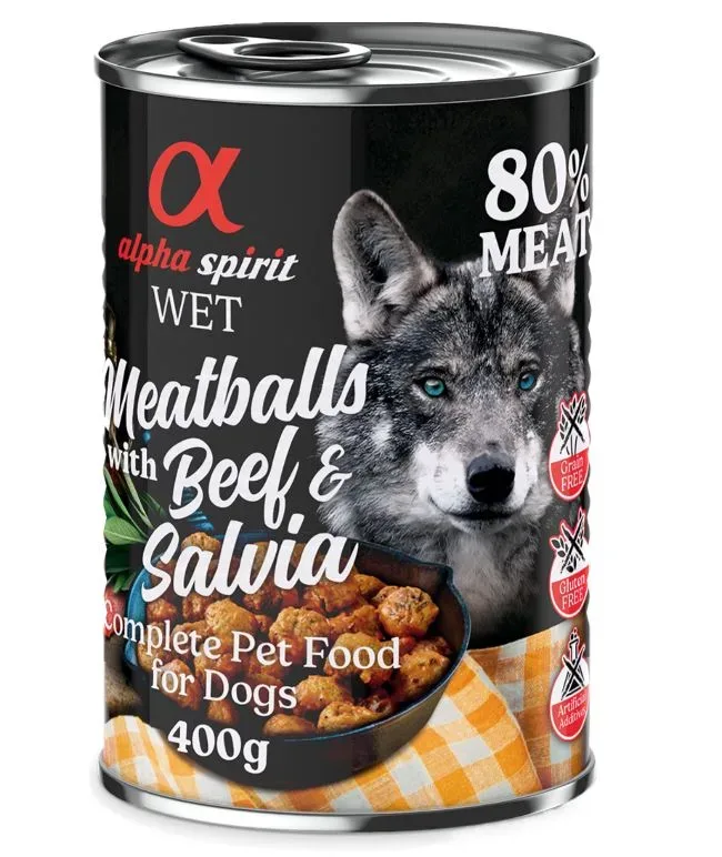 alpha spirit Dog Meatballs 6 x 400 g - Rind & Salbei