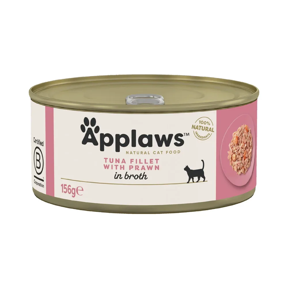 Applaws in Brühe 6 x 156 g - Thunfischfilet & Garnele
