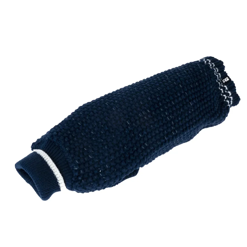 TIAKI Hundepullover Reflective Knit, dunkelblau - ca. 35 cm Rückenlänge