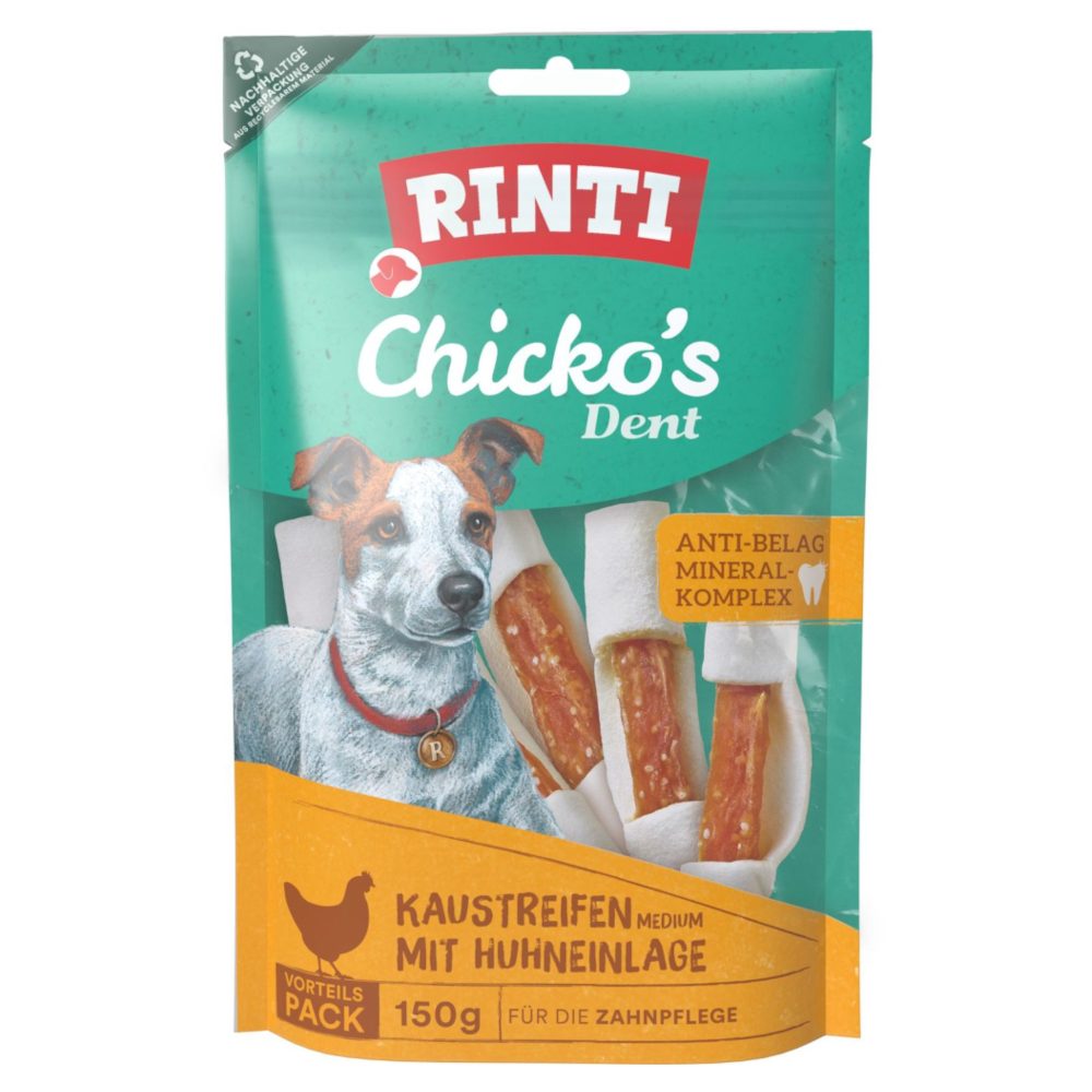 RINTI Chicko Dent Kaustreifen mit Huhn, Medium, 6 Stück, 150 g