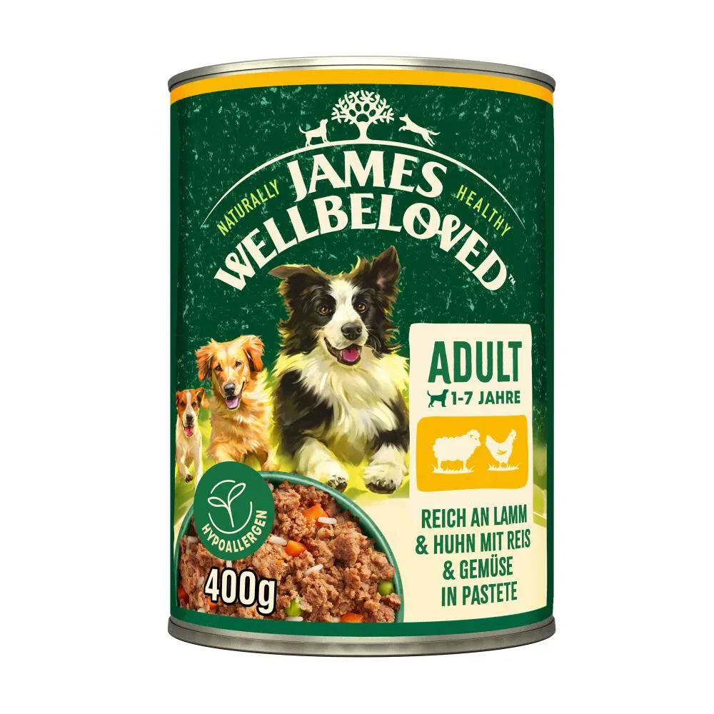 James Wellbeloved Adult Dog Hypoallergenic Lamm & Huhn in Pastete - 6 x 400 g