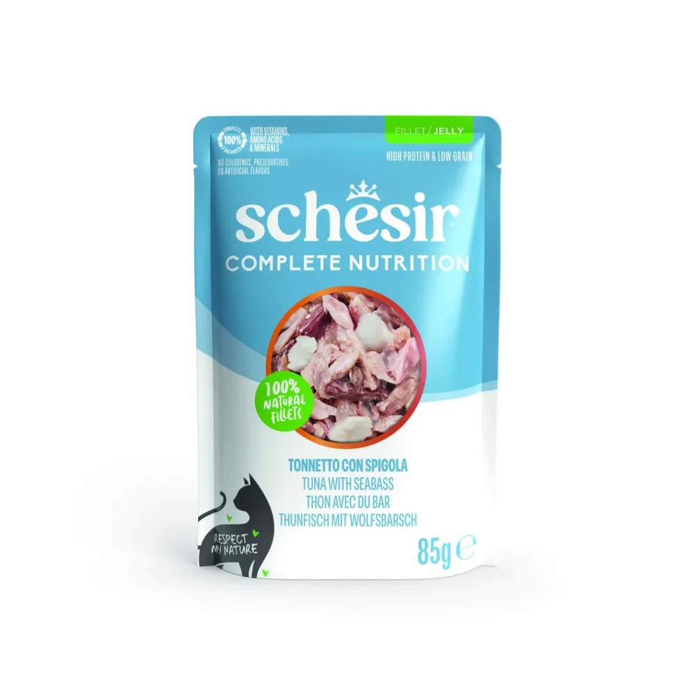 Sparpaket Schesir Complete Nutrition Filet in Gelee 24 x 85 g - Thunfisch mit Wolfsbarsch
