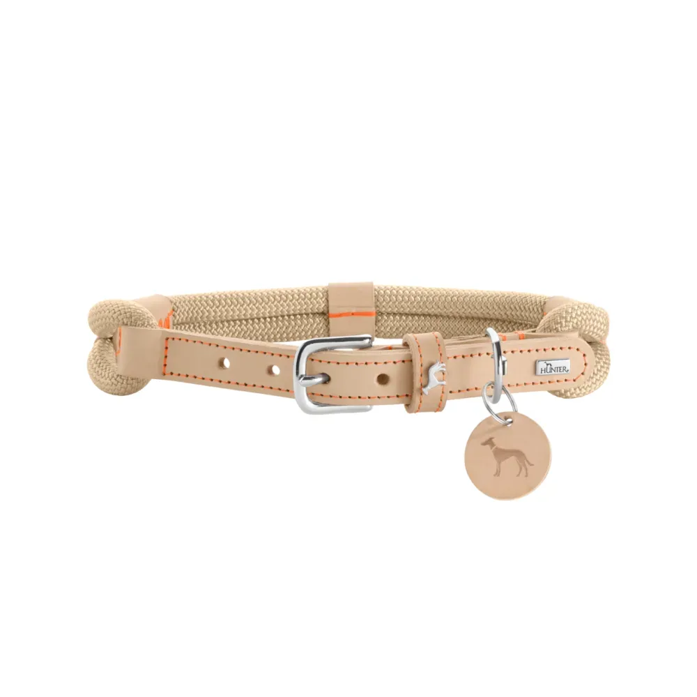 HUNTER Halsband Malia, beige/natur - Grösse 60/M-L: 45 - 54 cm Halsumfang