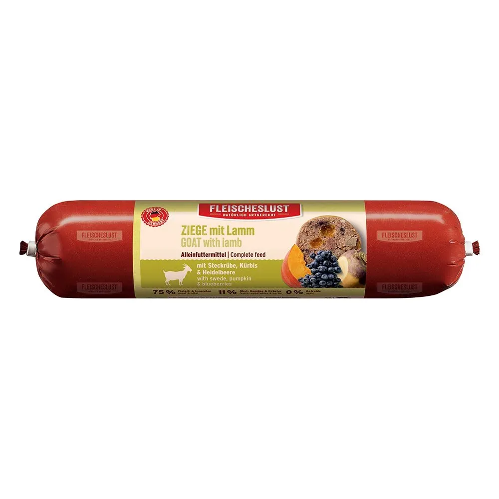 Sparpaket Fleischeslust Classic 12 x 800 g - Ziege mit Lamm mit Steckrübe, Kürbis & Heidelbeere