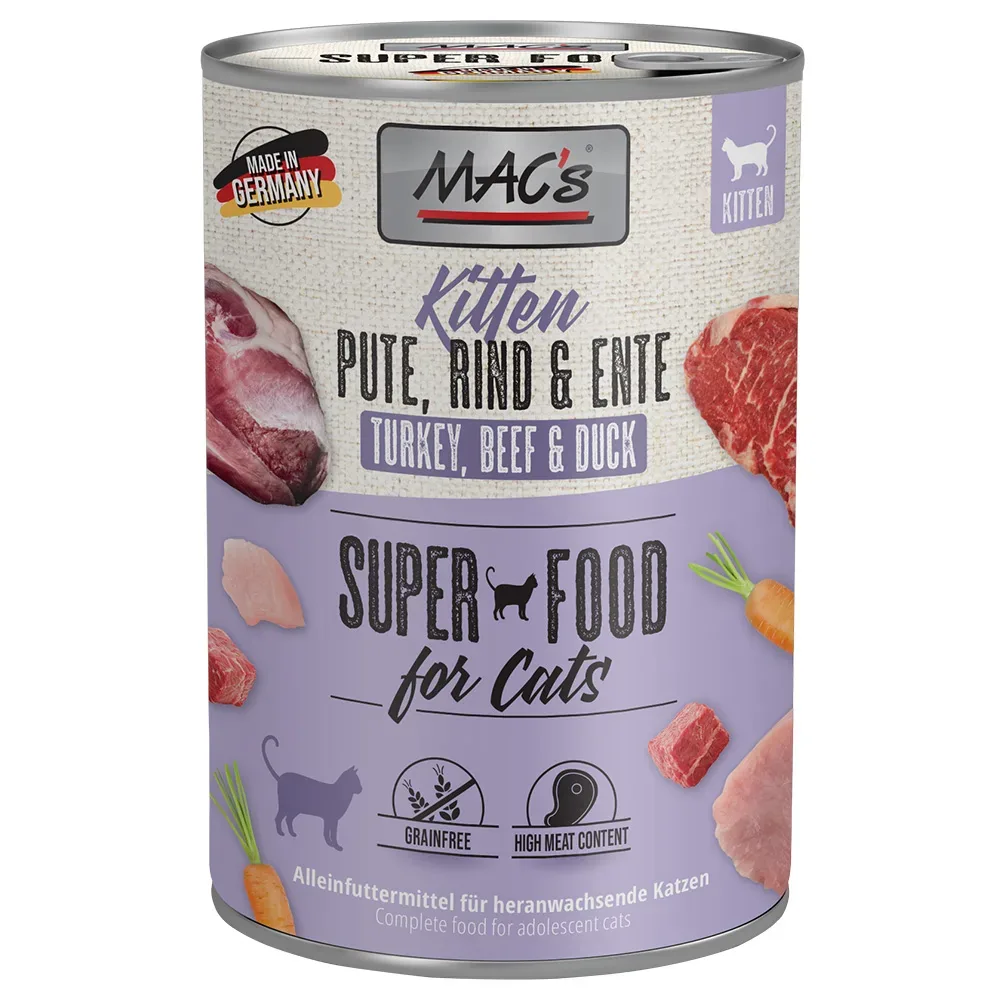 Sparpaket MAC´s Cat 12 x 400 g - Kitten (Kalb & Hühnerherzen)