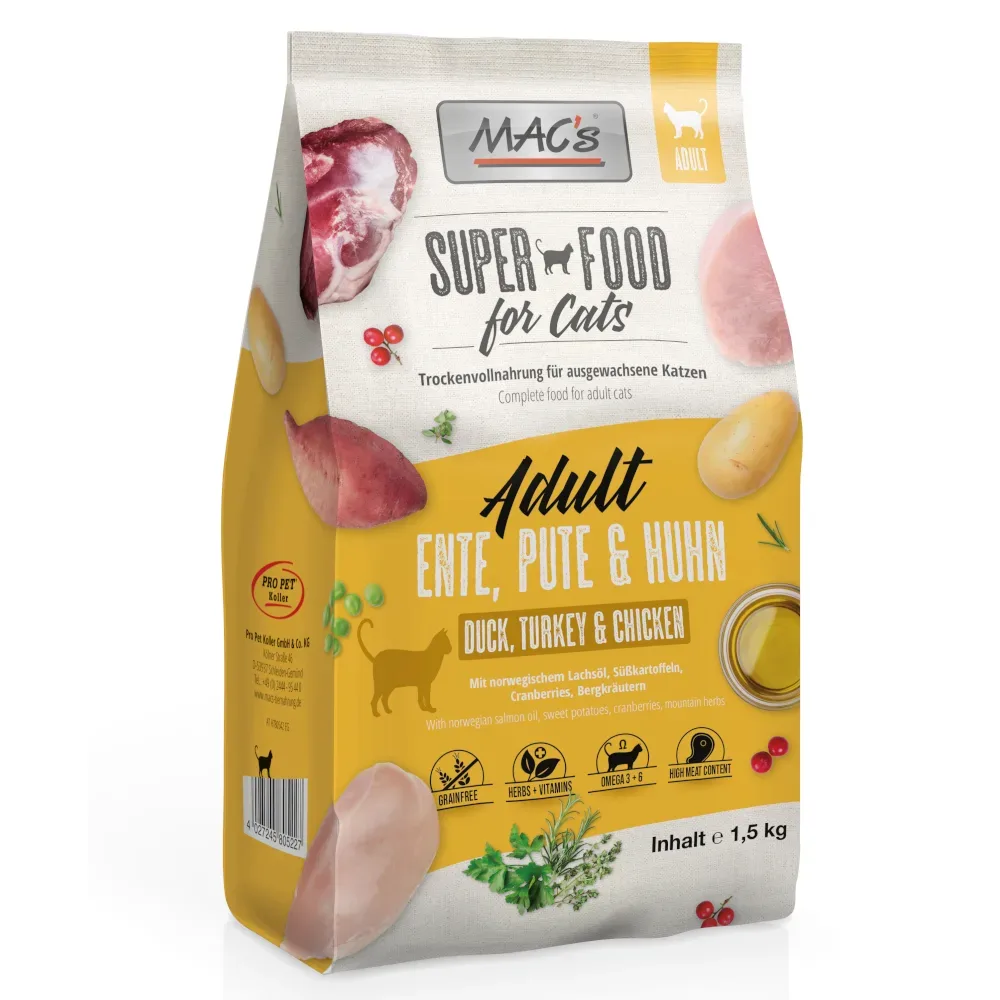 MAC's Superfood for Cats Adult Ente, Pute & Huhn 1,5kg
