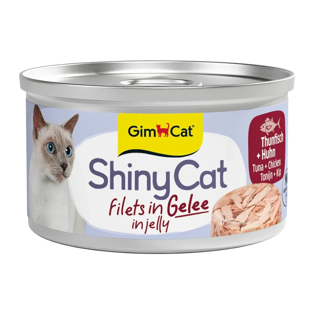 Sparpaket GimCat ShinyCat Filet in Jelly 12 x 70 g - Thunfisch & Huhn