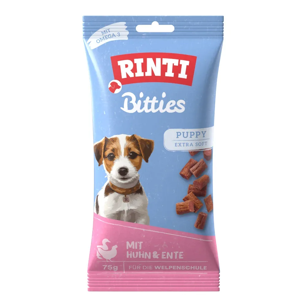 RINTI Bitties Puppy Extra Soft - Sparpaket: 4 x 75 g (Huhn & Rind)