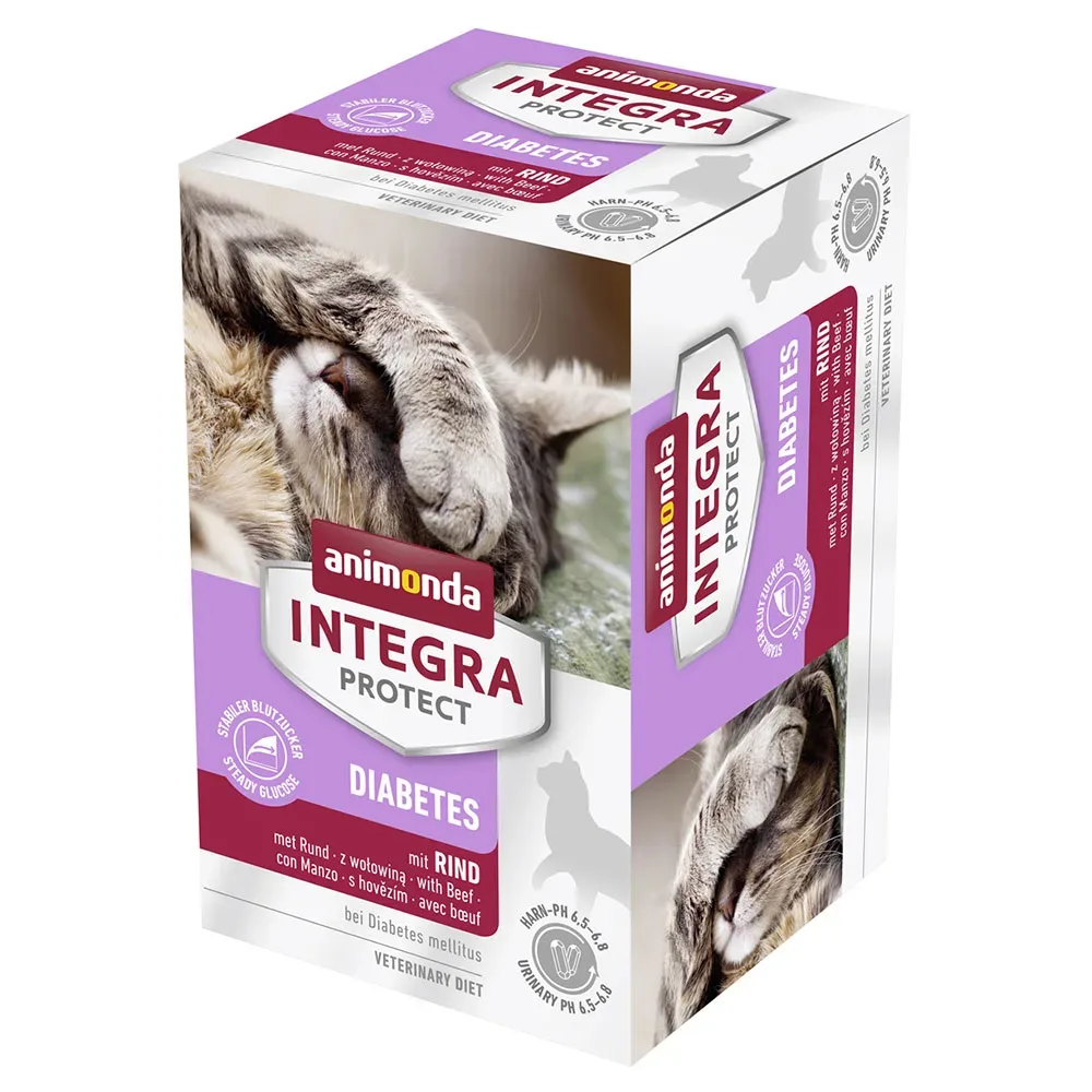 Sparpaket: 12 x 100 g animonda Integra Protect Adult Diabetes Schale - mit Rind