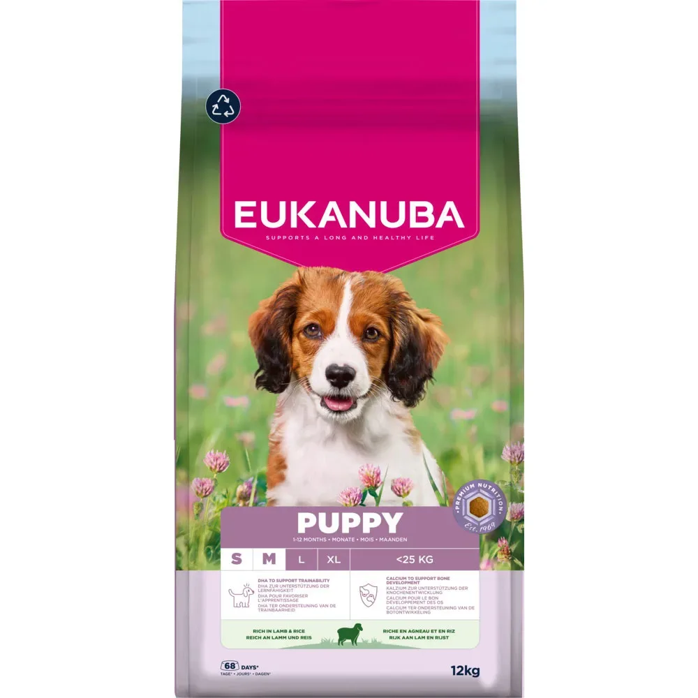 Eukanuba Premium Nutrition Puppy Small & Medium Breed Lamm & Reis - Sparpaket: 2 x 12 kg