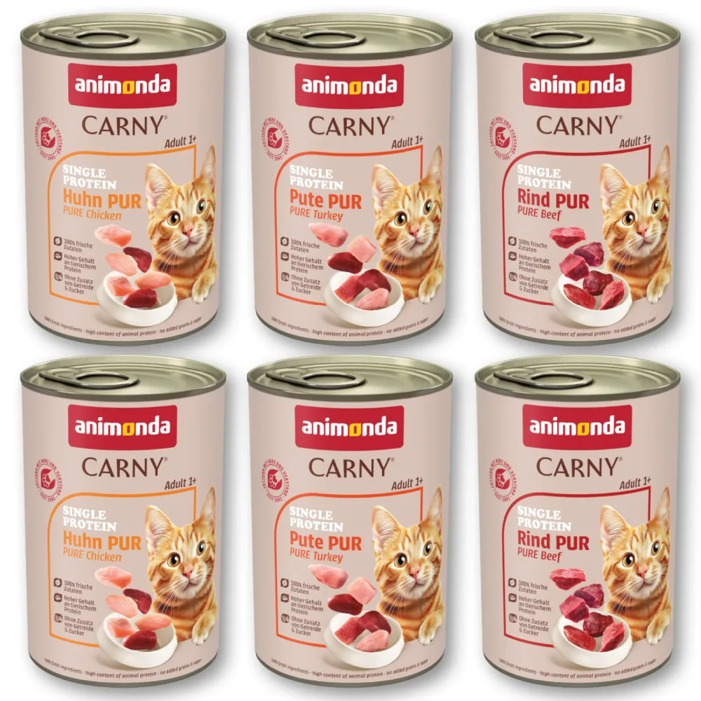 Probierpaket animonda Carny Single Protein Adult Mix - 6 x 400 g