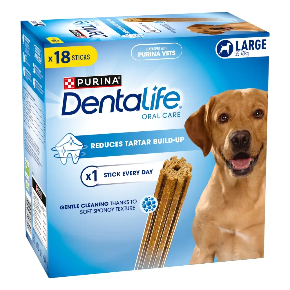 PURINA Dentalife Tägliche Zahnpflege-Snacks für grosse Hunde (25-40 kg) - 18 Sticks (6 x 106 g)