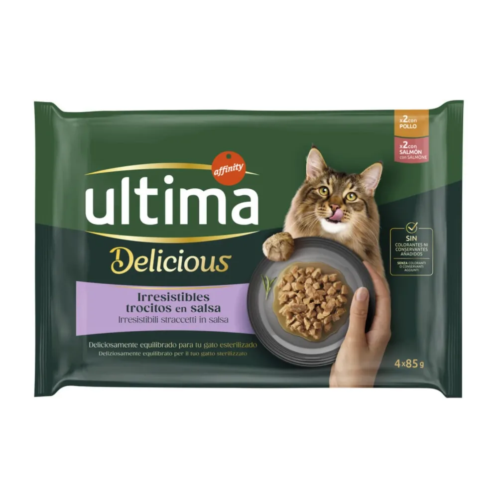 Sparpaket Ultima Delicious Adult Sterilized 96 x 85 g - Huhn und Lachs