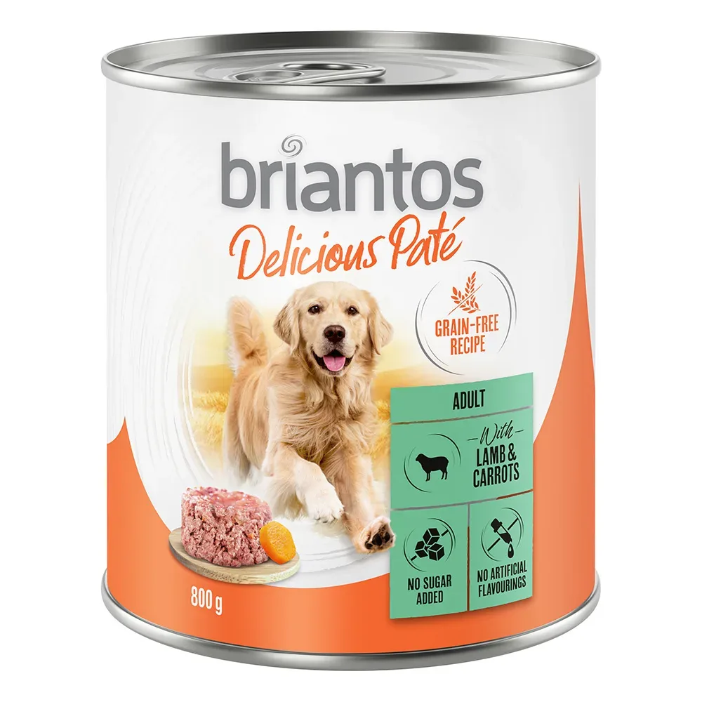 Briantos Delicious Paté 6 x 800 g - Mix: 2 x Fisch, 2 x Lamm, 2 x Rind