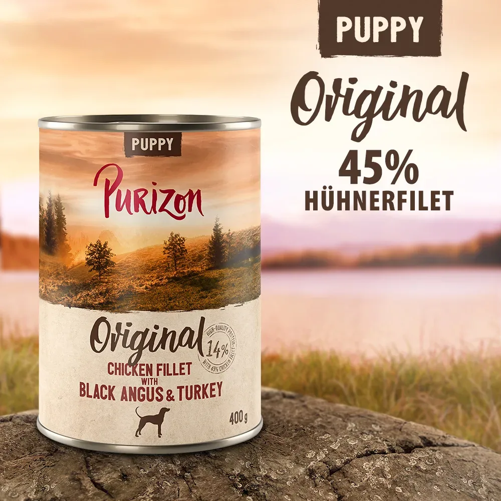 Sparpaket Purizon Original 24 x 400 g - Puppy: Hühnerfilet mit Wild & Kaninchen