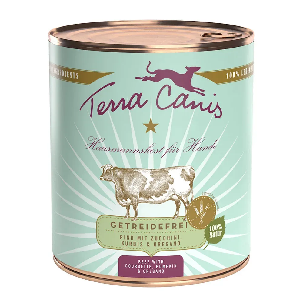 Sparpaket Terra Canis getreidefrei 12 x 800 g - Rind mit Zucchini, Kürbis & Oregano