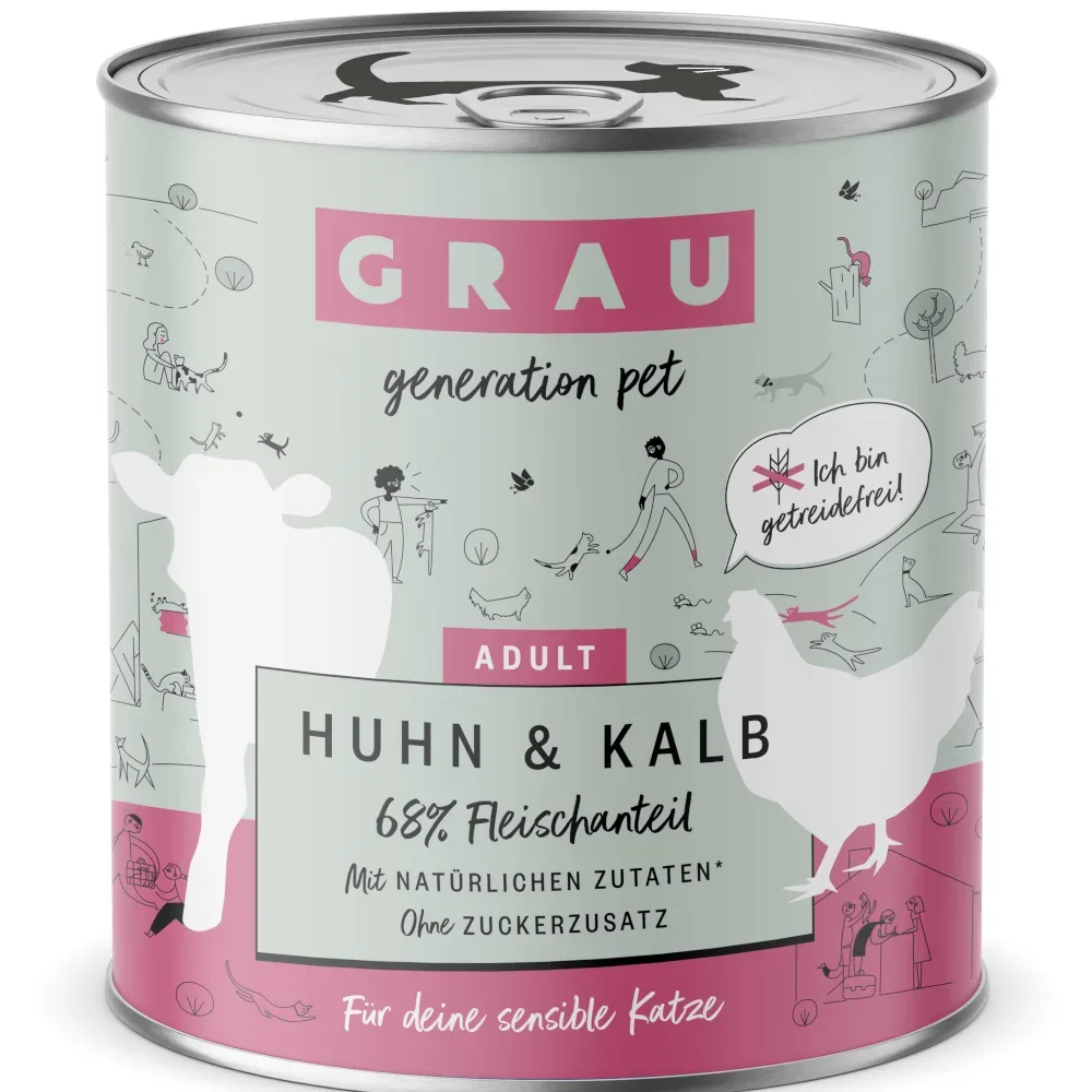 Sparpaket GRAU Adult Getreidefrei 12 x 800 g - Huhn & Kalb
