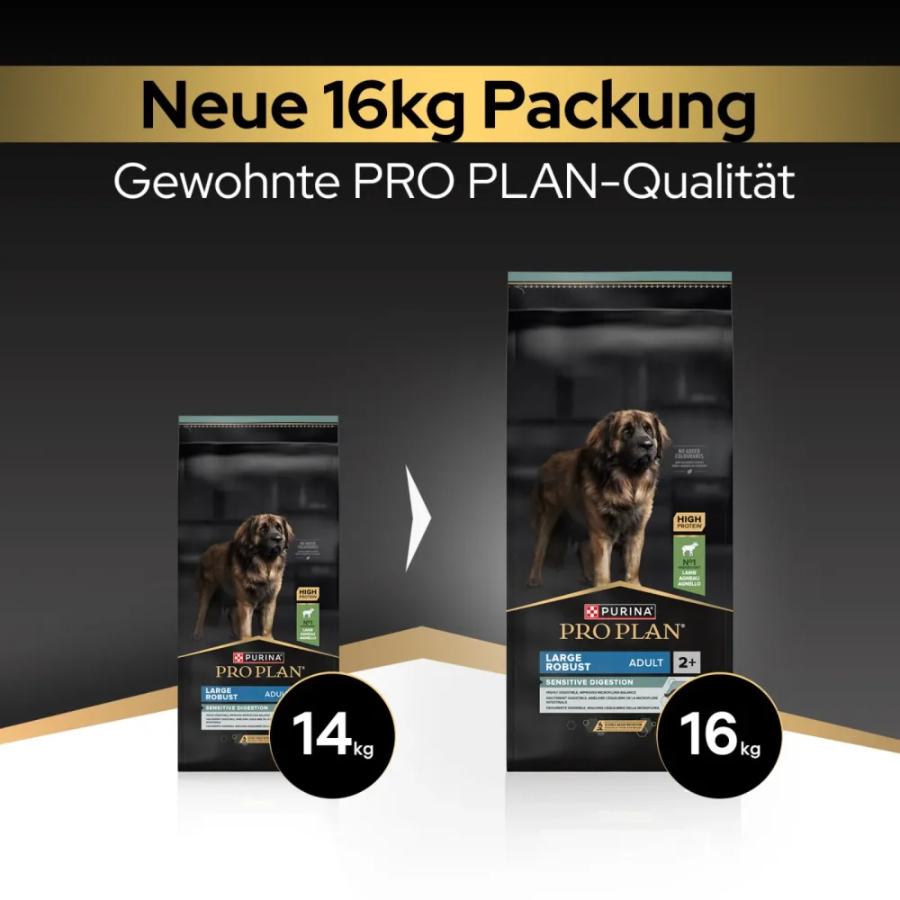 PURINA PRO PLAN 16 kg + All Size Adult Everyday Nutrition in Jelly 12 x 400 g gratis! - Large Adult Robust Lamm & Reis Sensitive Digestion + Truthahn