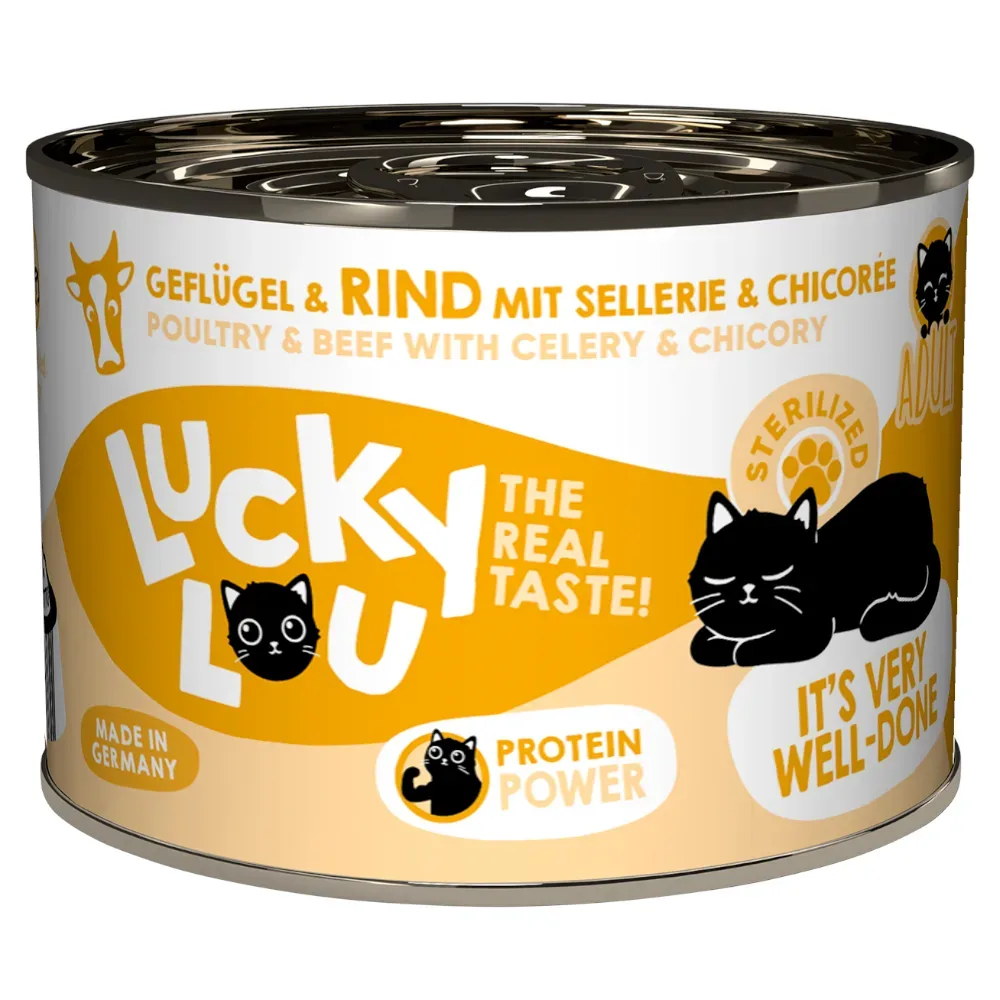 Sparpaket Lucky Lou Adult 24 x 200 g - Sterilized Geflügel & Rind