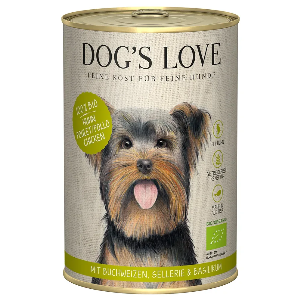 Sparpaket Dog´s Love Bio 24 x 400 g - Bio-Huhn